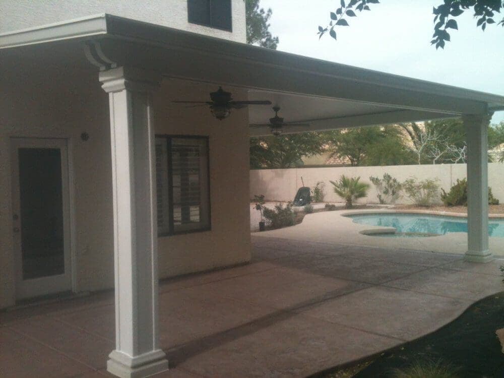 Underside of an insulated patio roof